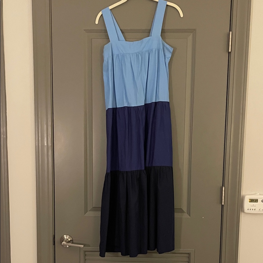 Moon River Blue and Navy Tiered Dress